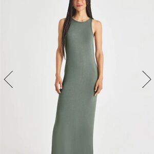 Splendid Sleeveless olive branch fleece Maxi Dress